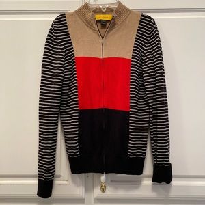 St. John Wool 1/4 Zip Color Block Stripe Long Sleeve Sweater Women Size S